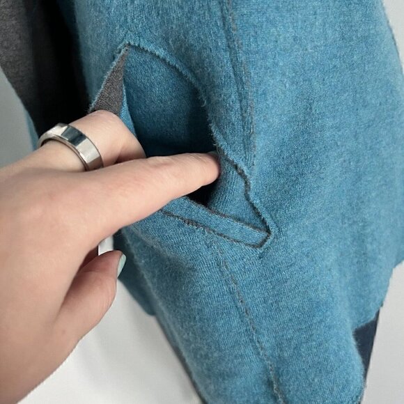 Eileen Fisher Women Merino Wool Blend Jacket Size Petite L PL Blue Gray Pockets - Picture 7 of 12